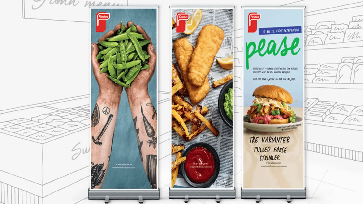 Roll-ups for Findus, trykket hos Asker Print