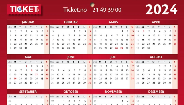 Ticket Kalender fra Asker Print AS